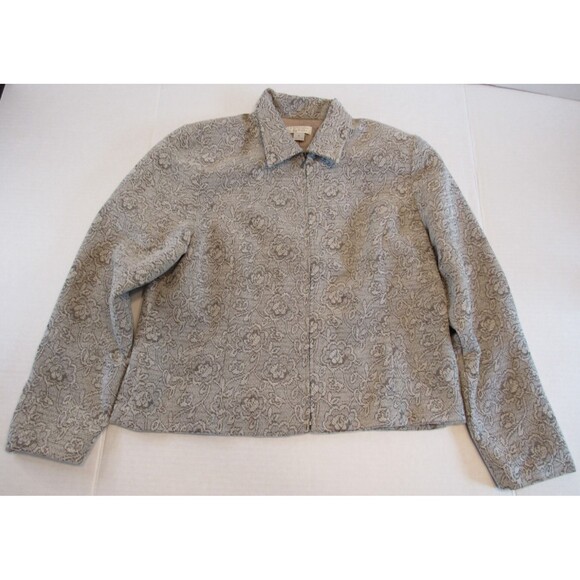 Christopher & Banks Jackets & Blazers - Christopher and Banks Full Zip Lined Brown/Cream Flower Print Blazer/Jkt Size M